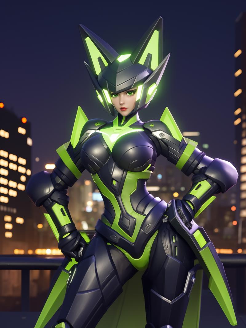 00253-3150248459-WZRYsunshangxiangMRJJ, 1girl, solo, green eyes, helmet, power armor, glowing, lips, standing,_lora_WZRYsunshangxiangMRJJ_0.75_,c.png